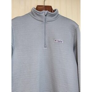 Columbia PFG Sweater Mens Medium Gray Quarter Zip Fishing Pullover Performance